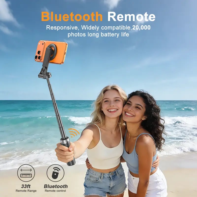 Upgraded Magnetic Selfie Stick with 360° Rotatable Adjustable Magnetic Tripod Stand