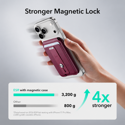 🔍 ESR Geo Magnetic Wallet – Apple Find My, 5-Card Holder, RFID Blocking & Adjustable Phone Stand
