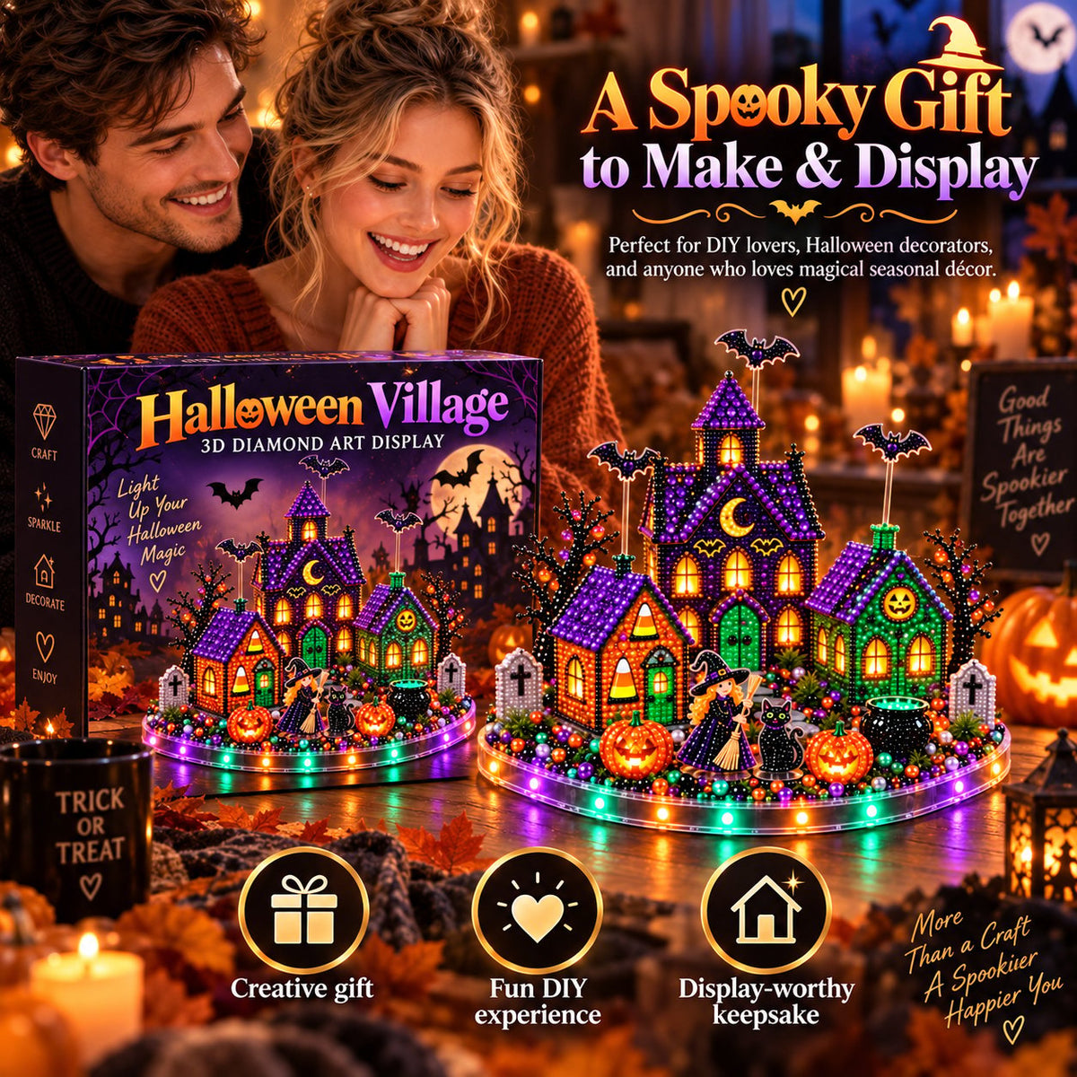 3D DIY Diamond Art Halloween Village Kit