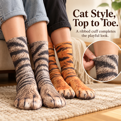 😹Realistic Cat Paw Socks – Playful Feline Prints for Cat Lovers