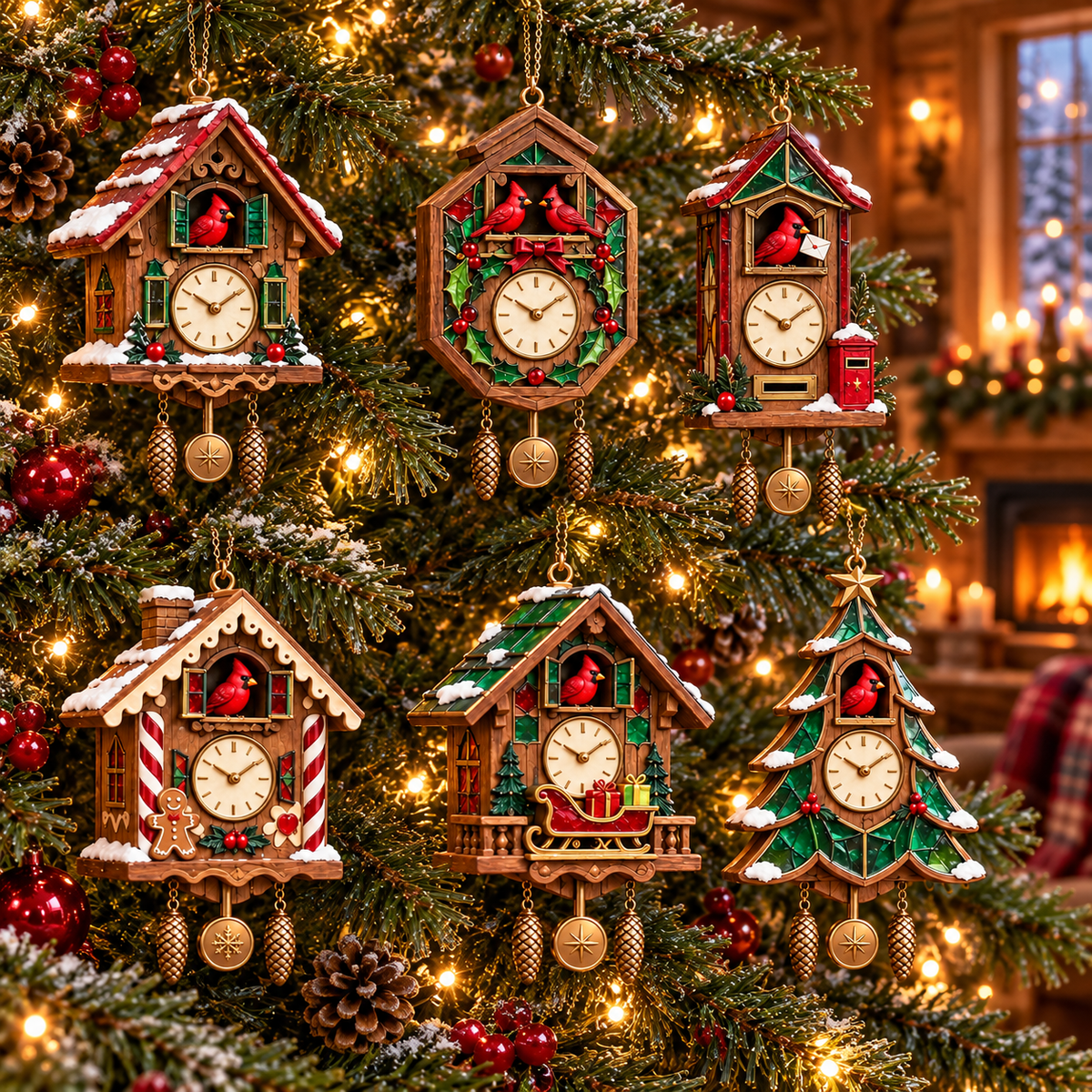 🎄 Limited-Time Christmas Sale | 2026 Red Cardinal Cuckoo Clock Ornaments – Set of 6 Vintage-Inspired Designs for a Nostalgic Holiday Tree & Thoughtful Gifting ❤️