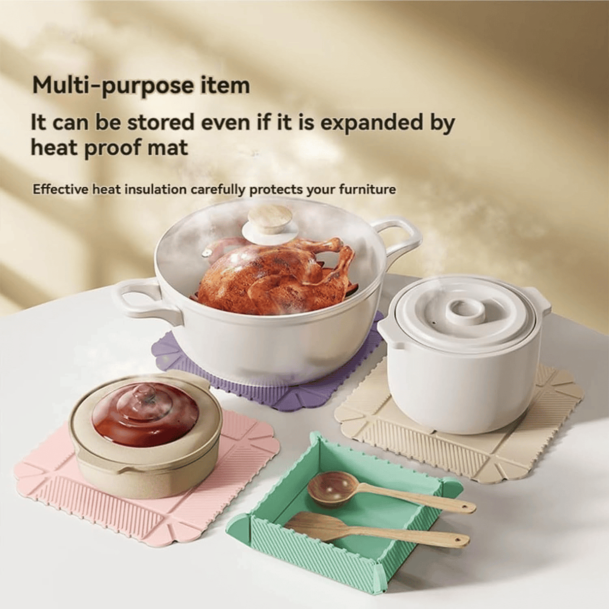 🔥2 in 1 Foldable Magnetic Silicone Trivet & Serving Tray