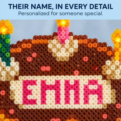 🎂Pixel Bead Birthday Cake – A Handmade Keepsake with Your Name & Date