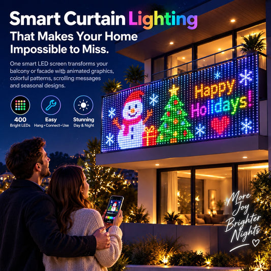 🎆Turn Your Balcony Into A Giant LED Light Show! 🎄 Smart 400-LED Animated Mesh Screen