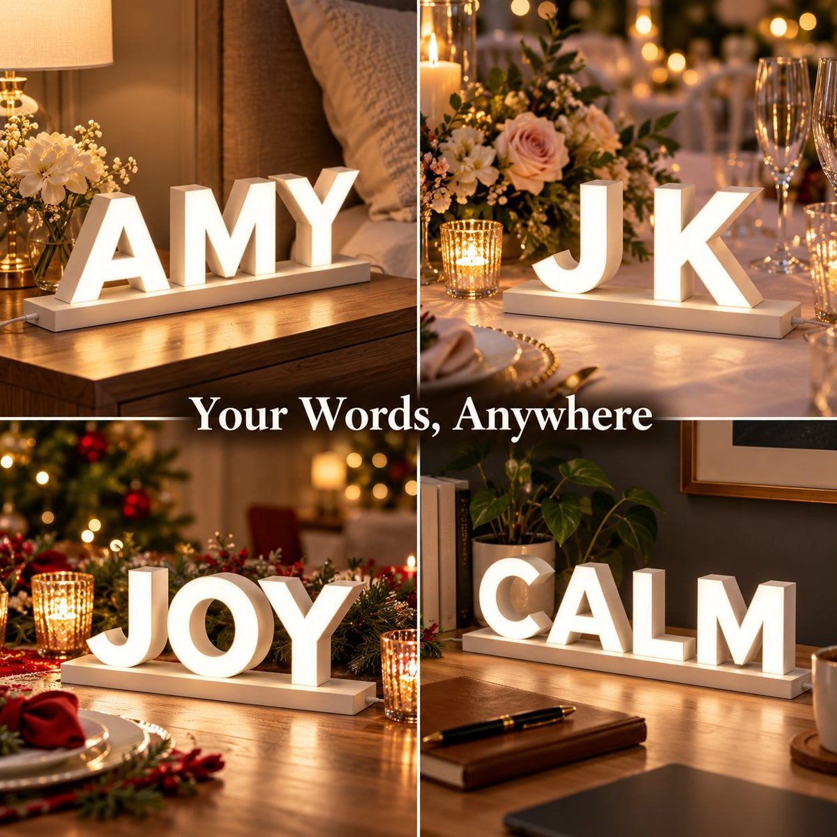 Reconfigurable Magnetic LED Letter Light | For desk & event decor✨🎁