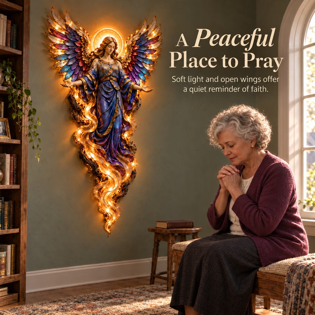 🪽 Lighted Angel Wall Sculpture – A Daily Reminder of Faith