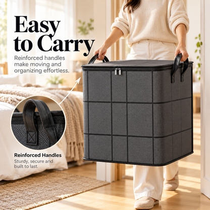 Large Capacity Storage Box – Foldable Fabric Organizer Bin with Lid for Closet, Bedroom & Home Storage