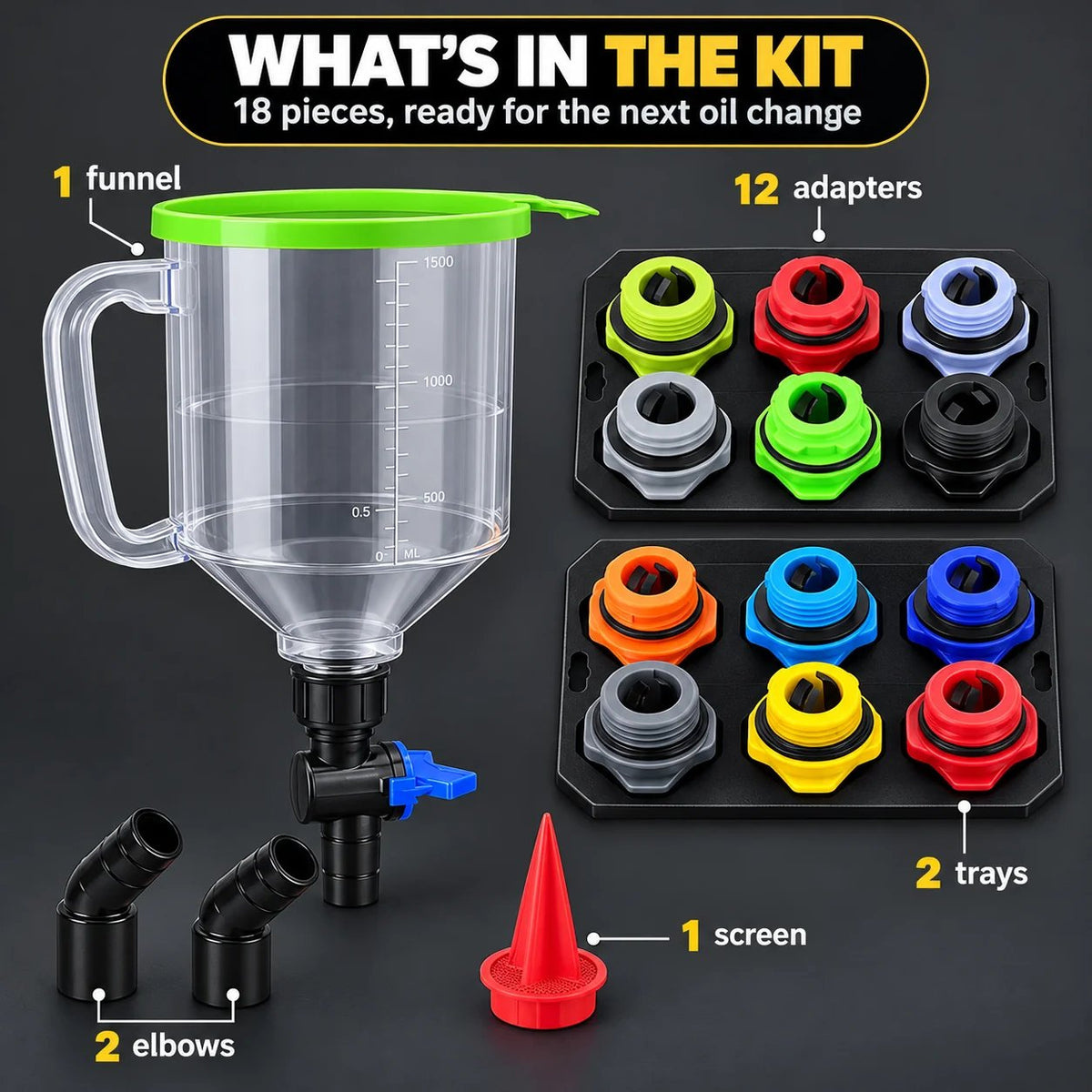 🔥HOT SALE🔥🔧 18-Piece Engine Oil Funnel Kit – Cleaner, Controlled Oil Changes