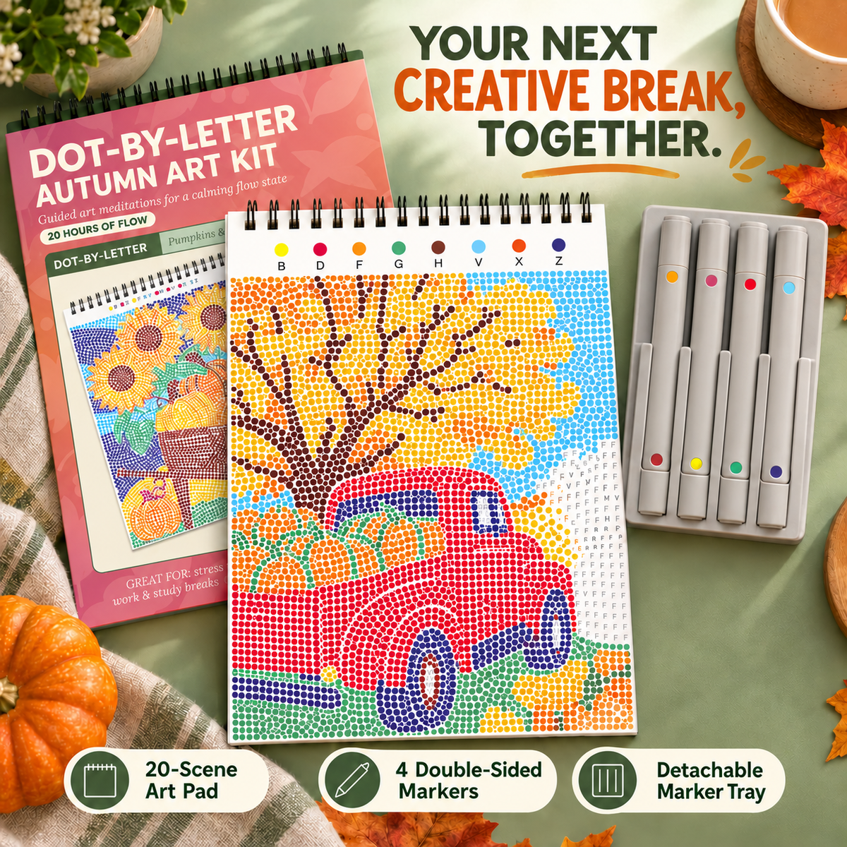 🍂 Autumn Dot-by-Letter Art Kit