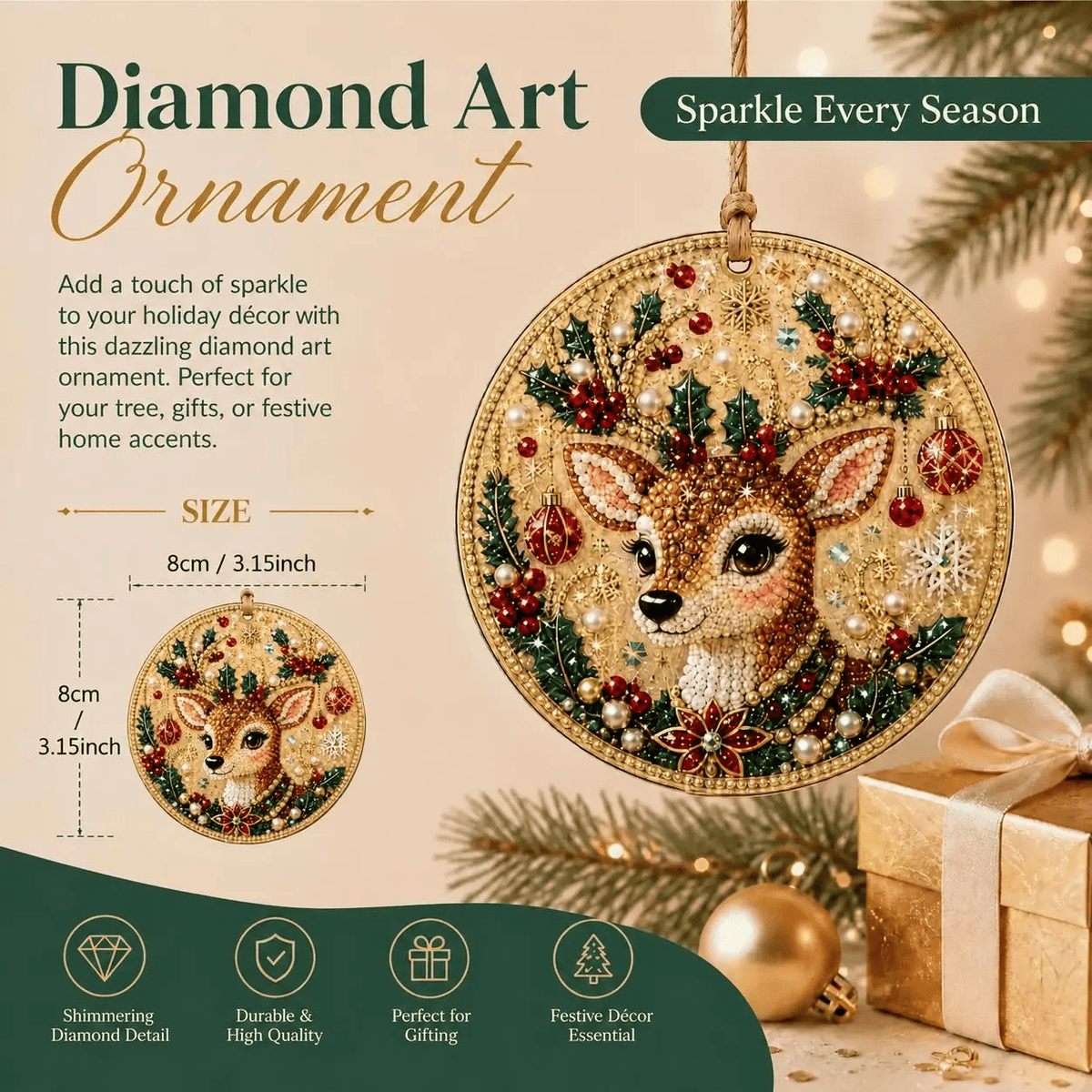 6Pcs/12Pcs Christmas DIY Diamond Painting Ornaments Kit