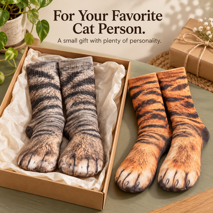 😹Realistic Cat Paw Socks – Playful Feline Prints for Cat Lovers
