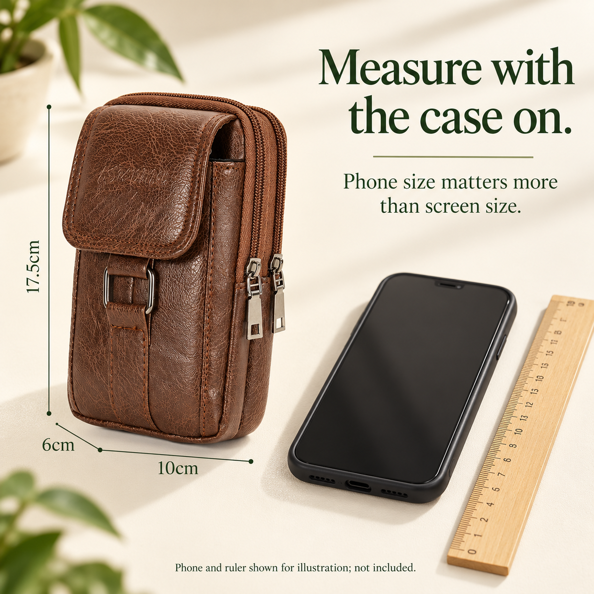 Measure phone with case on before choosing pouch