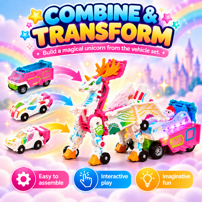 🦄✨ Transforming Unicorn Vehicle Set – Build & Play!