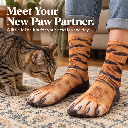 😹Realistic Cat Paw Socks – Playful Feline Prints for Cat Lovers