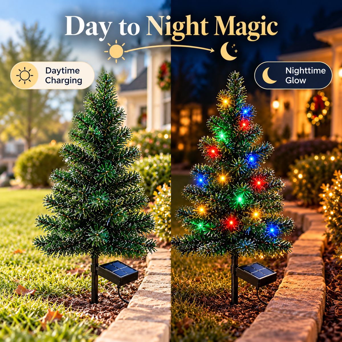 🎄 Solar Christmas Tree Stake Light – Multicolor LED Outdoor Holiday Garden Decor