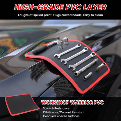 ‌Arcomin 3PC Flexible Magnetic Tool Mat & Tray Holder - Magnetic Tool Tray, Flexible Magnetic Mat, PVC & Non-Slip for Garage Workshop, Auto Repair Tools (12.8x9.8/12.6x4/6.3x5.3in)