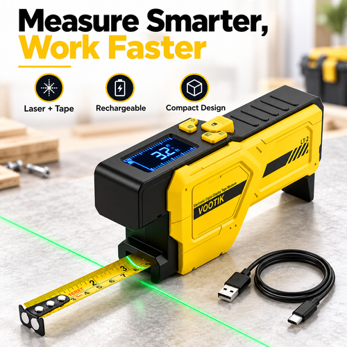 📏Digital Laser Tape Measure – 16.4 ft, Rechargeable & Memory-Enabled