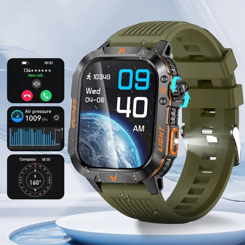 ⌚2.01-Inch Sport Smartwatch with Calls, Activity Modes & Side LED Light🎁
