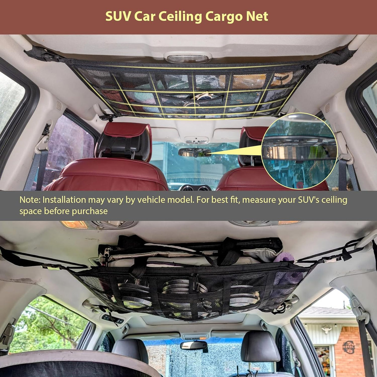 🚙 Car Ceiling Cargo Net – Overhead Storage Organizer for Road Trips