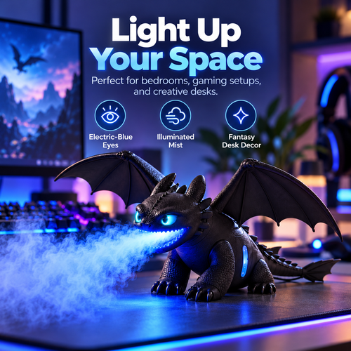 🐉 Fantasy Dragon Cool Mist Humidifier – Glowing Blue Mist & Ambient Desk Decor