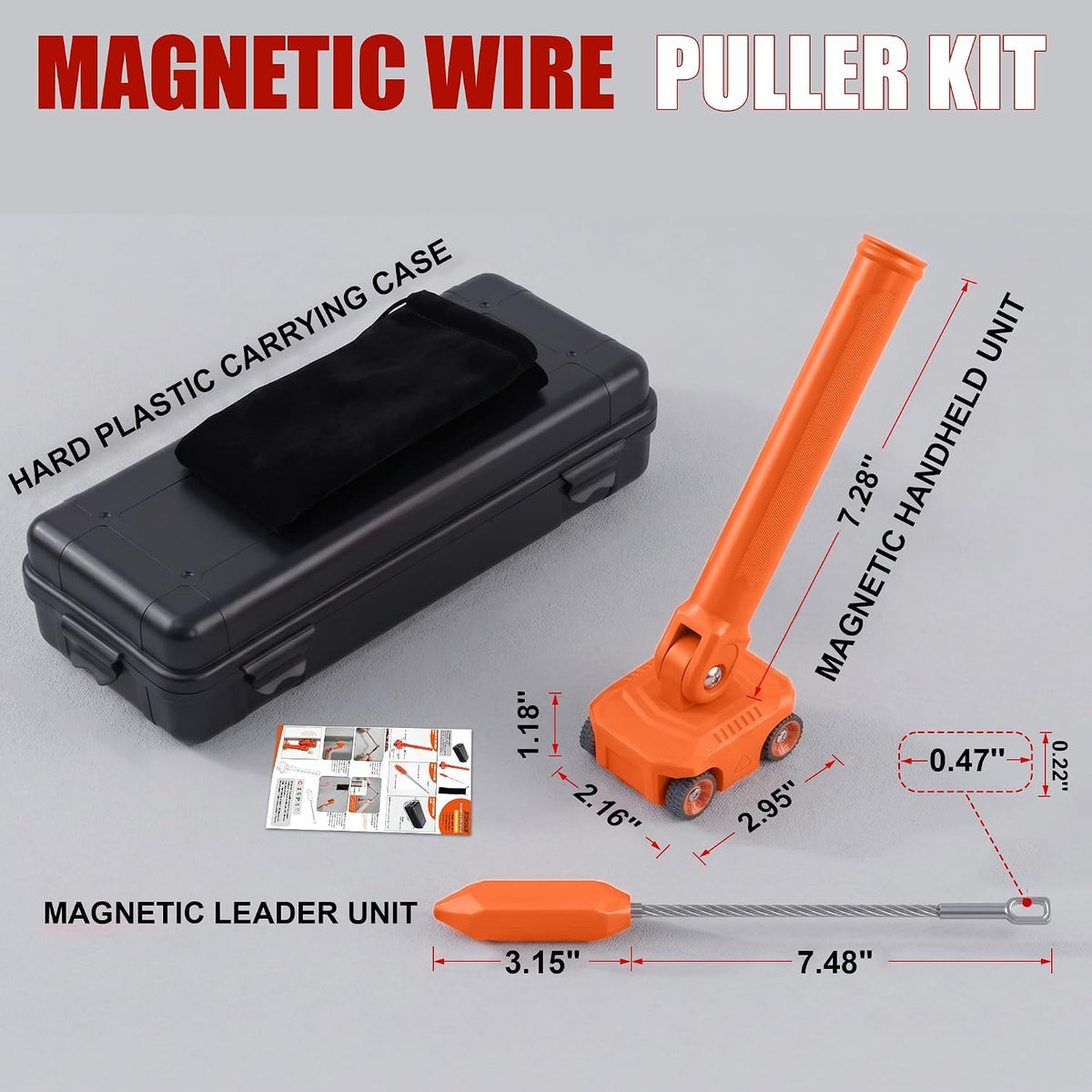 🧲 Magnetic Wire Puller Kit, Dual Purpose Cable Fishing Tool & Stud Finder