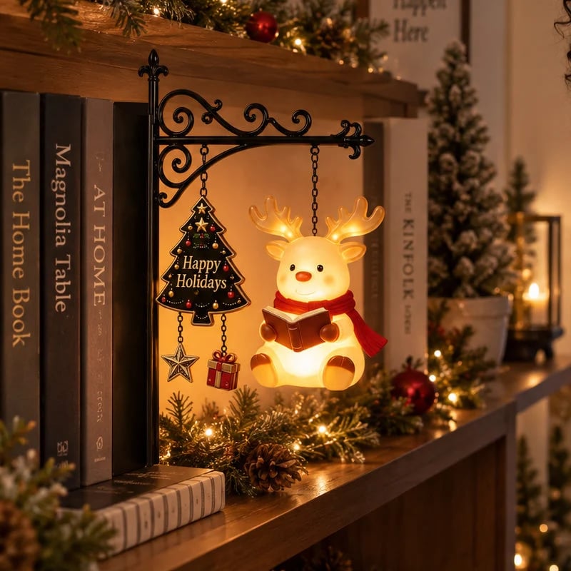 📚 Hanging‑Style Xmas Shelf Lamp, For Cozy Reading Nook Holiday Styling