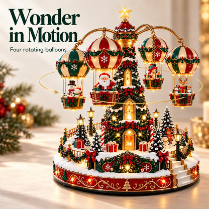 Christmas Sky Ride – Rotating Hot Air Balloon Christmas Village with Lights & Music 🎅🎄