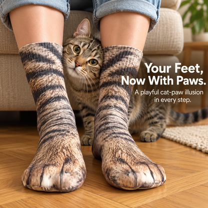 😹Realistic Cat Paw Socks – Playful Feline Prints for Cat Lovers