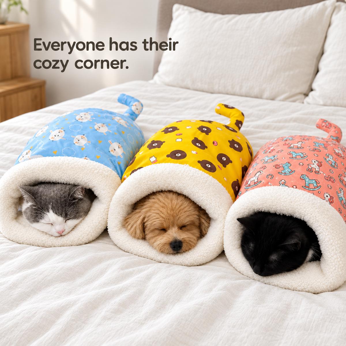 🐾 Cozy Fleece Pet Sleeping Bag – Soft Snuggle Bed for Cats & Small Dogs 💤
