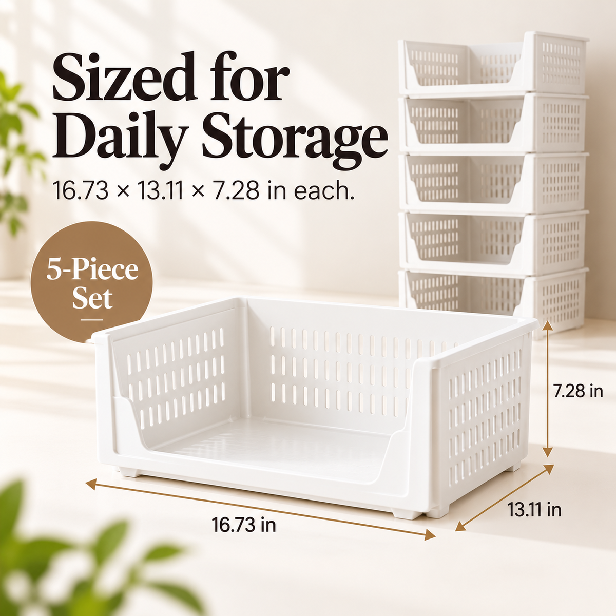 🧺5 Pack Closet Organizers Stackable Storage Box