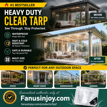 🏡Heavy-Duty Clear Tarp – Outdoor Coverage Without Blocking the Light