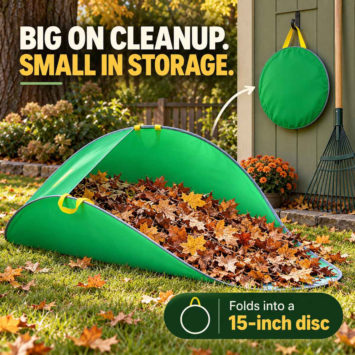 🍂 Pop-Up Leaf Collection Tent [Anti-Spill Design] - Rake Smarter, Not Harder