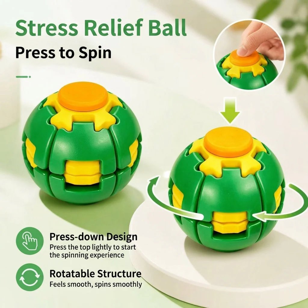 Magic Squishy Spinning Ball – Press-to-Spin Pocket Fidget Toy