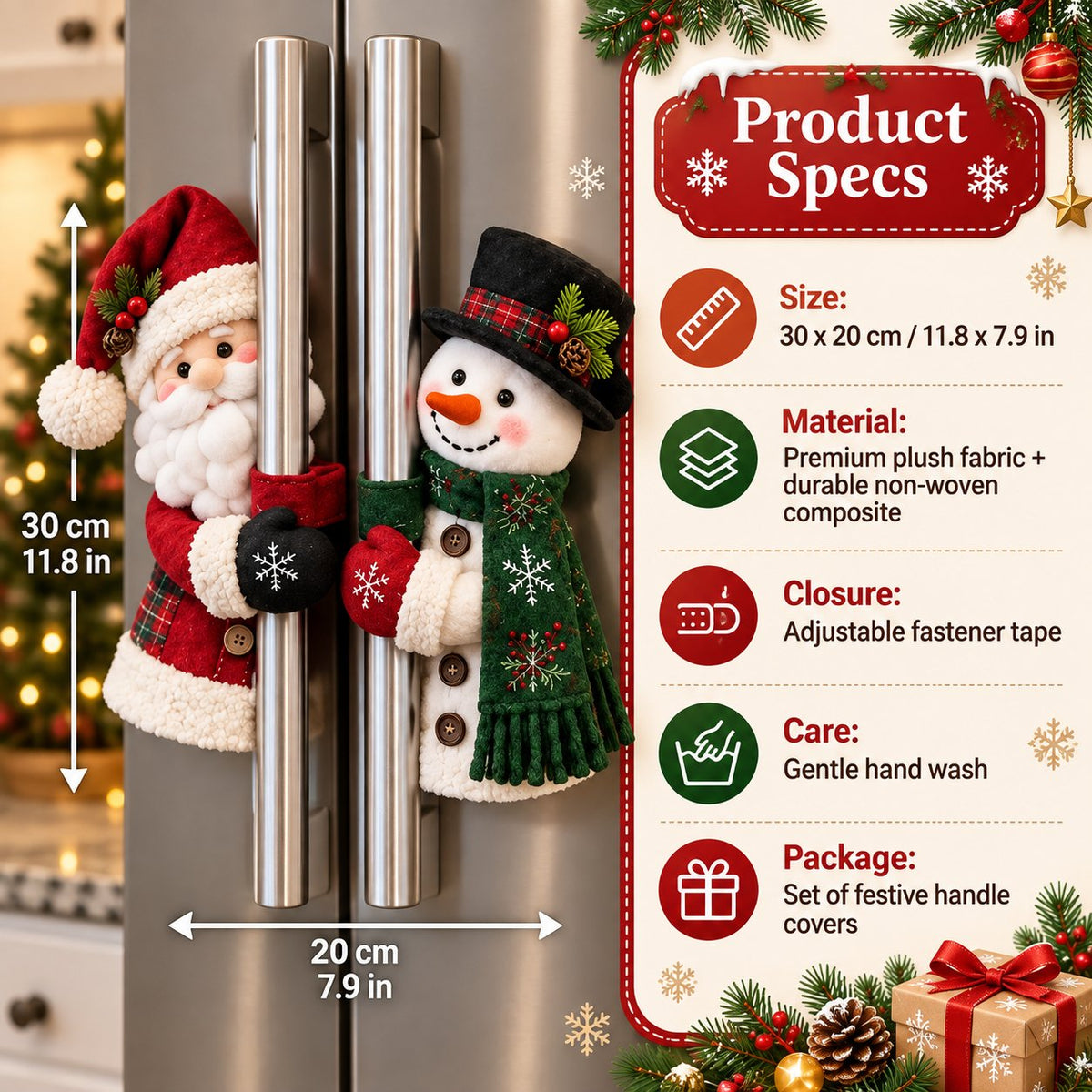 🎄✨Festive Christmas Kitchen Appliance Handle Covers | Cute 3D Holiday Decor & Anti-Slip Protector