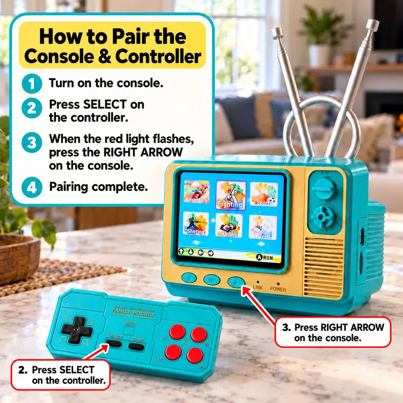 🎮RetroPlay™ GV300 Mini Retro Game Console – 308 Games, 2.8' IPS & Wireless Controller