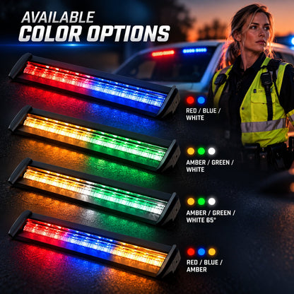 🚨 Anti-Glare LED Warning Light Bar – 3-Color Interior Windshield Strobe Light