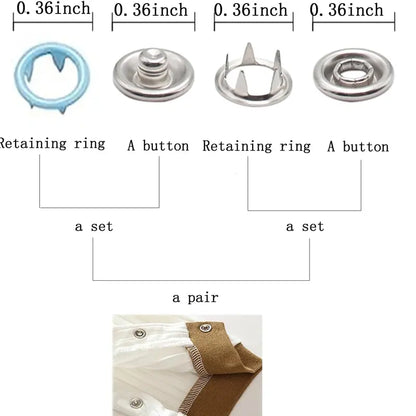 🎨Seamless Stitching Sewing Kit-100Pcs Invisible Colored Metal Buckle & Manual Pressure Pliers 🔧