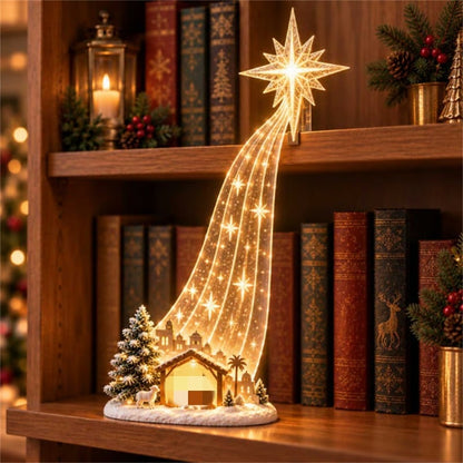 ✨ Christmas Resin Shelf Sitter Ornament with Cascading LED Lights | 6 Styles Available, Warm Festive Indoor Decoration for Family