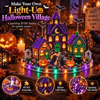 3D DIY Diamond Art Halloween Village Kit
