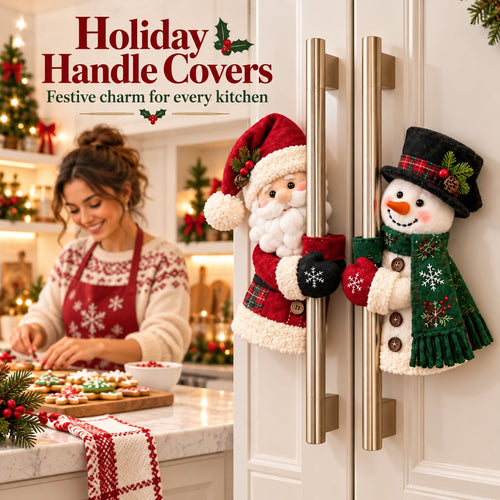 🎄✨Festive Christmas Kitchen Appliance Handle Covers | Cute 3D Holiday Decor & Anti-Slip Protector
