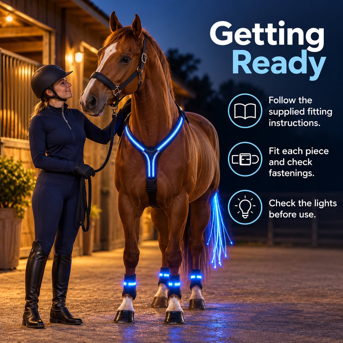 🐴 LED Horse Light Set – Glowing Chest, Leg & Tail Accessories✨