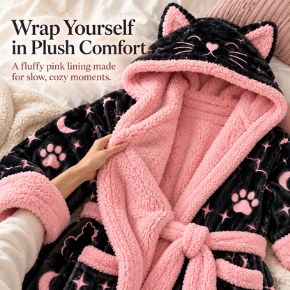 🐈Cozy Cat Hooded Robe – Plush Long Robe