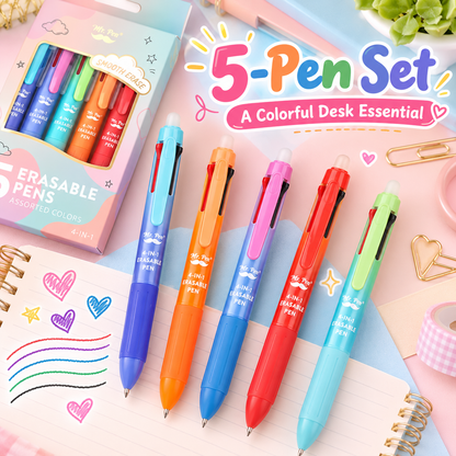 🎨Mr. Pen- Erasable Multicolor Pen, 4-in-1, 5 Pack, Colorful Ink