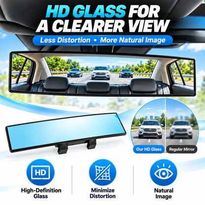🚗Universal 12-Inch Convex Car Rear View Mirror, Panoramic Clip-On Interior Mirror with Clear Wide View