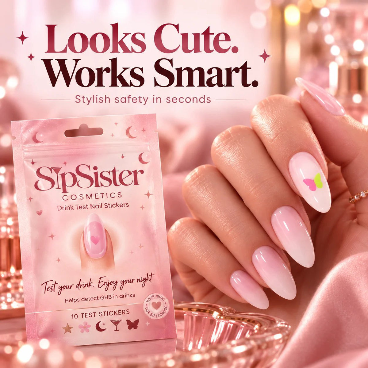 🦋 Discreet Drink Test Nail Stickers