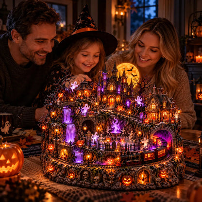 🎃👻Haunted Halloween Wonderland – Light-Up Ghost Train Village & Spooky Carnival Display