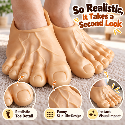 😂 BigFoot Funny Feet Slippers – Realistic Oversized Novelty House Shoes