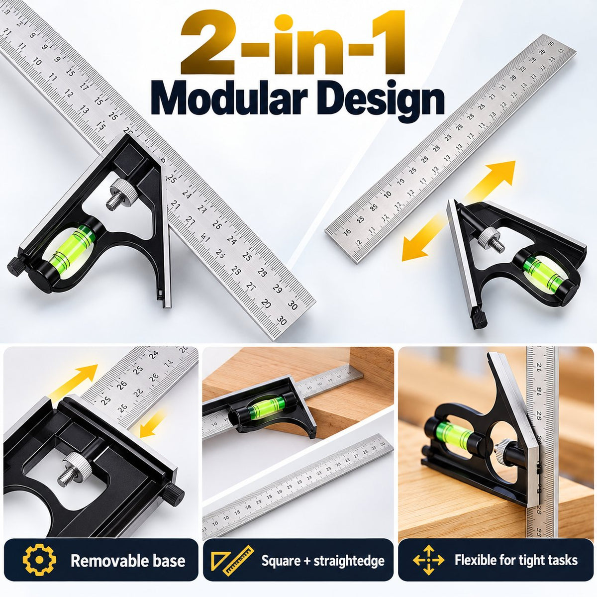 📐7-in-1 Heavy-Duty Combination Square & Precision Marking Gauge