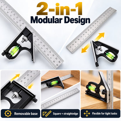 📐7-in-1 Heavy-Duty Combination Square & Precision Marking Gauge