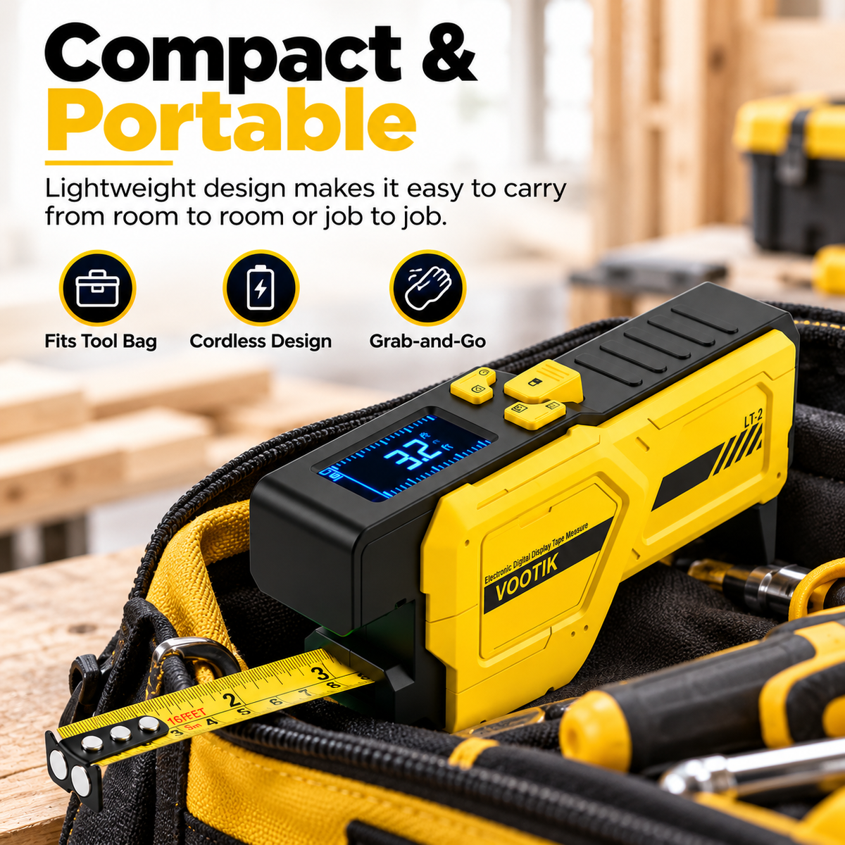 📏Digital Laser Tape Measure – 16.4 ft, Rechargeable & Memory-Enabled